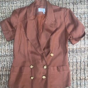 Glory of New York Brown/Rust short sleeve Blazer with Gold Buttons